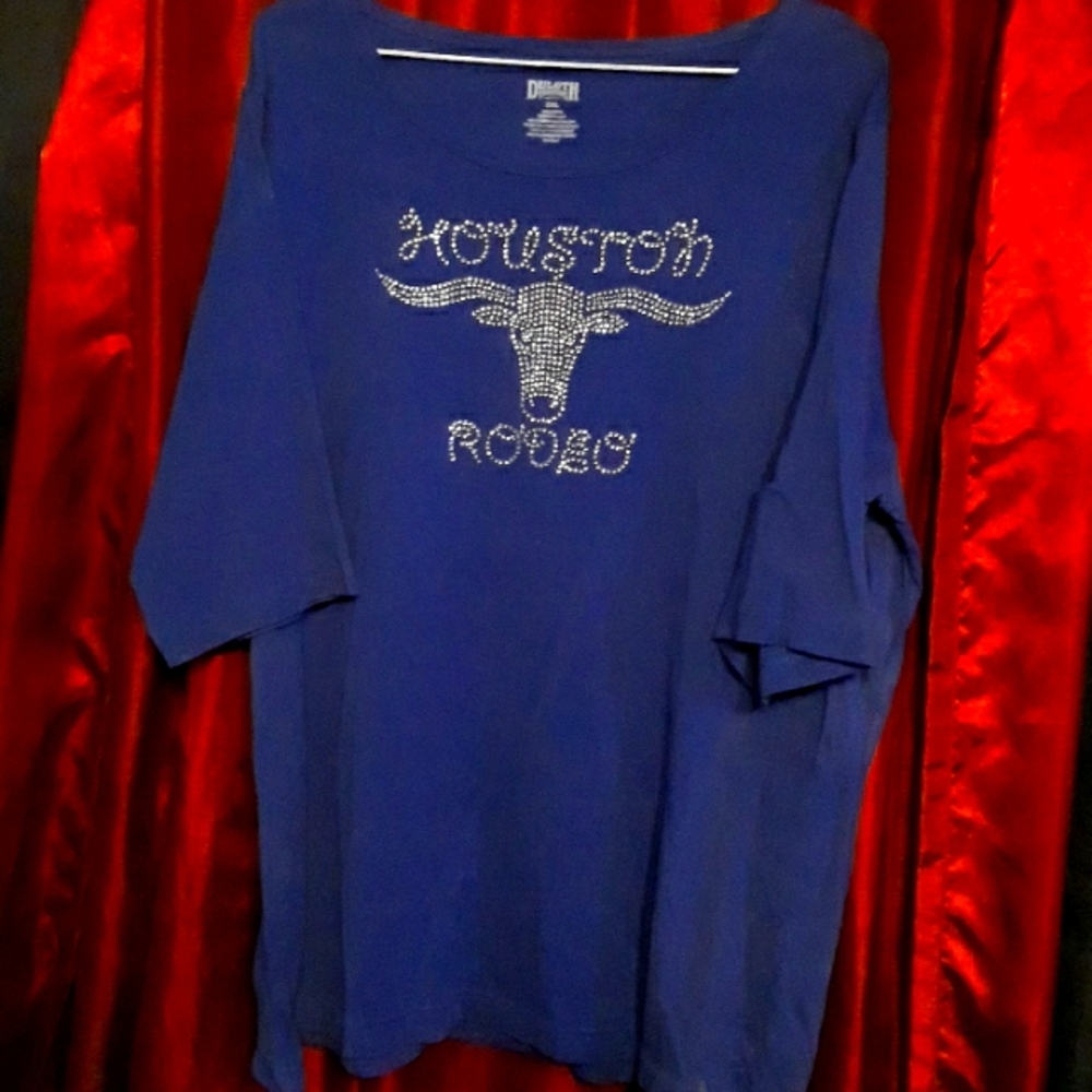 Royal Blue Rhinestone Embellished Houston Rodeo Shirt